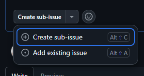 Use "Create sub-issue" button at bottom of description